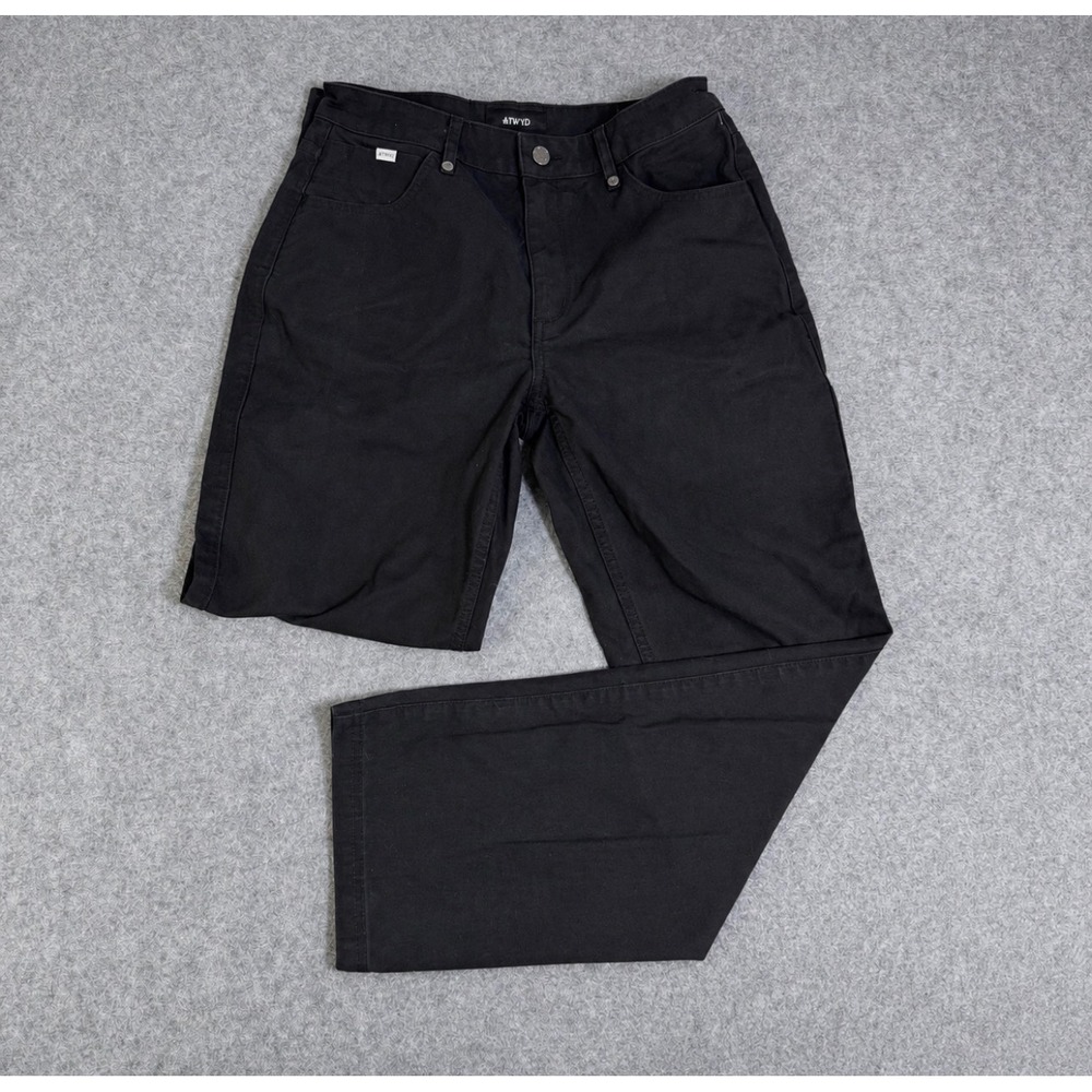 ATWYLD Women Black Cordura Cotton Blend Straight Leg Moto Pants Size 28
